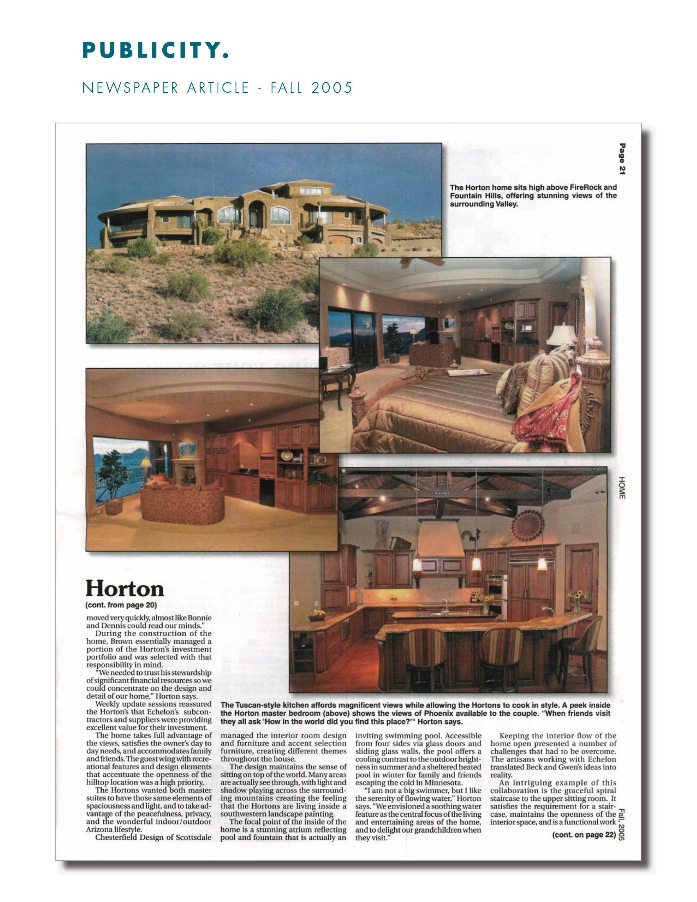 Newspaper Article - Fall 2005 - Horton Home