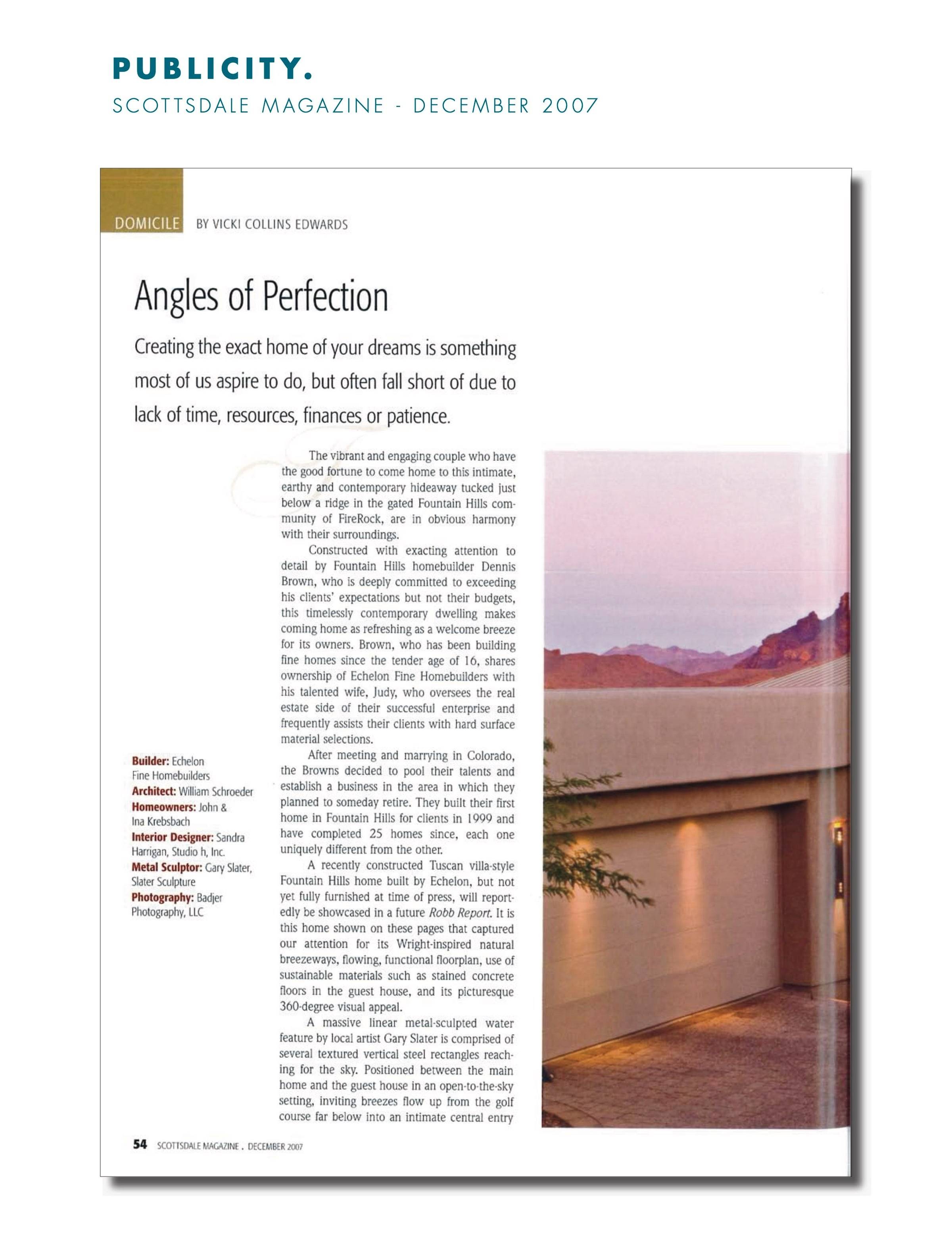 Scottsdale Magazine - December 2007 - Angles of Perfection